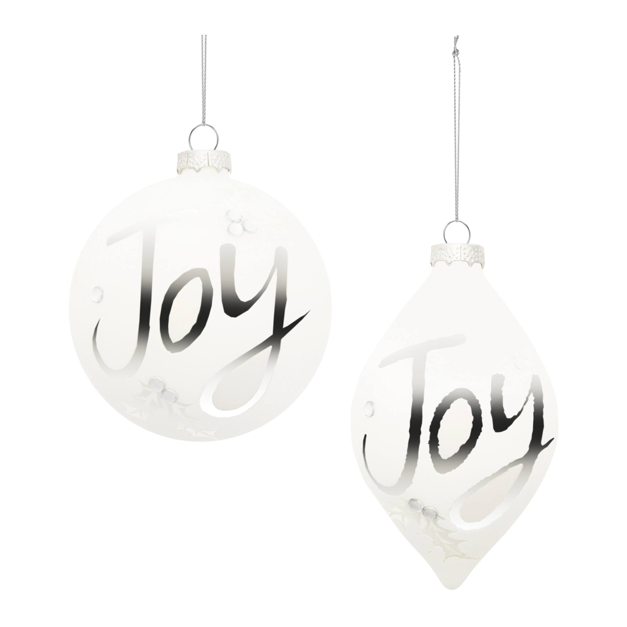 Frosted Glass Joy Ornament Set, 6ct.